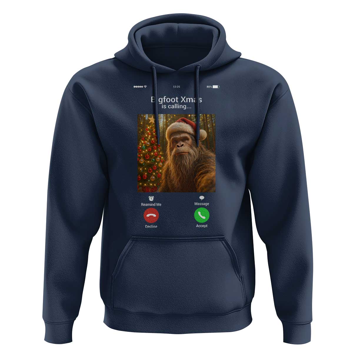 Funny Bigfoot Christmas Hoodie Sasquatch Video Call Meme - Wonder Print Shop