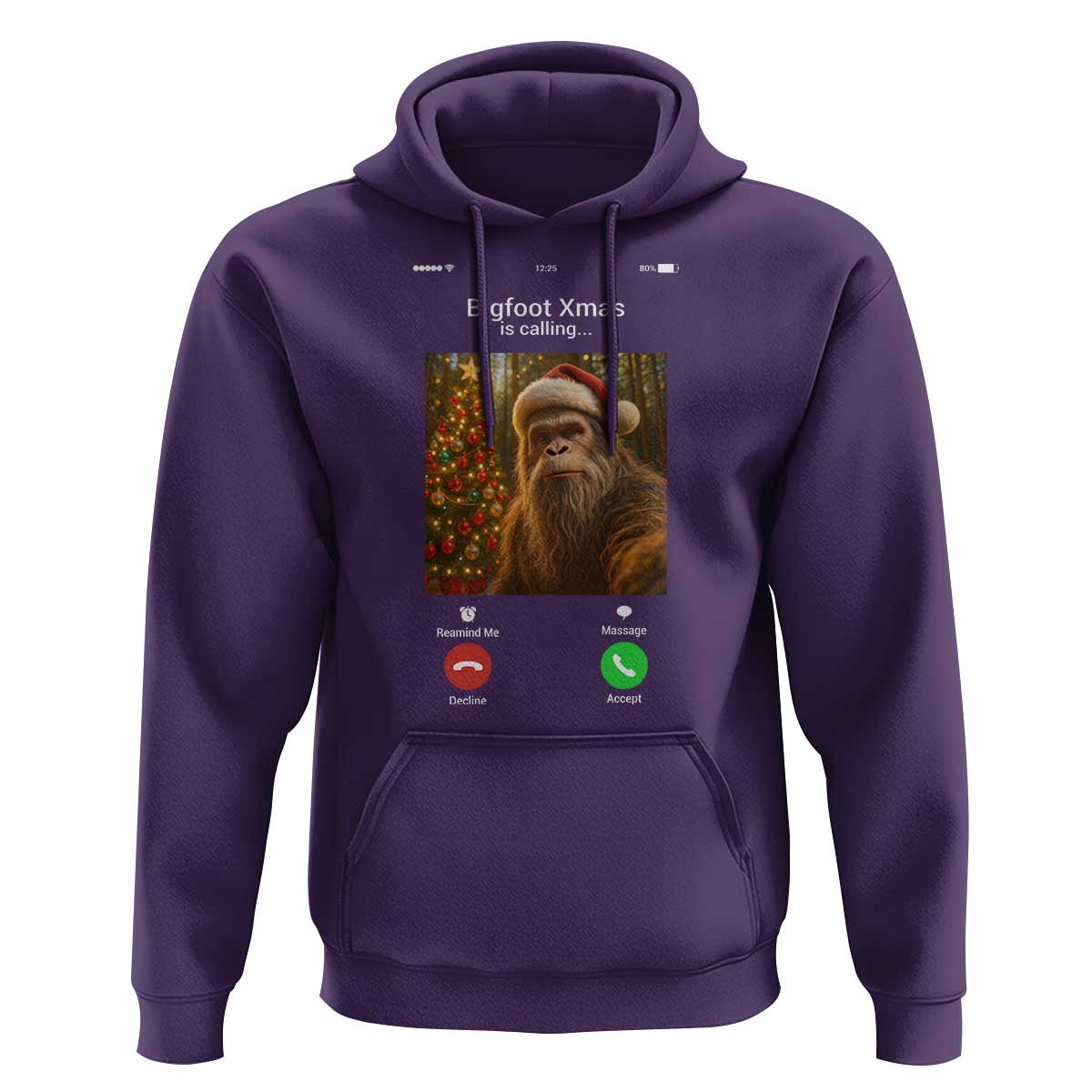 Funny Bigfoot Christmas Hoodie Sasquatch Video Call Meme - Wonder Print Shop