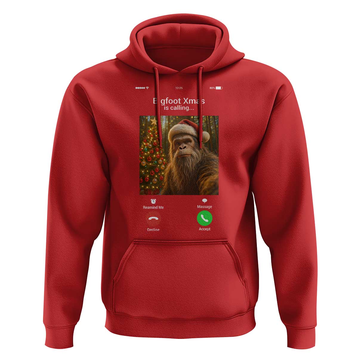 Funny Bigfoot Christmas Hoodie Sasquatch Video Call Meme - Wonder Print Shop