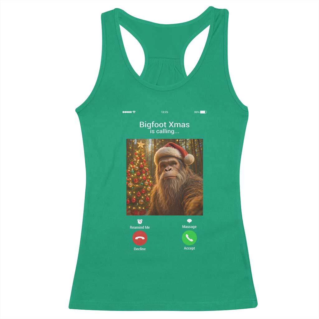 Funny Bigfoot Christmas Racerback Tank Top Sasquatch Video Call Meme - Wonder Print Shop
