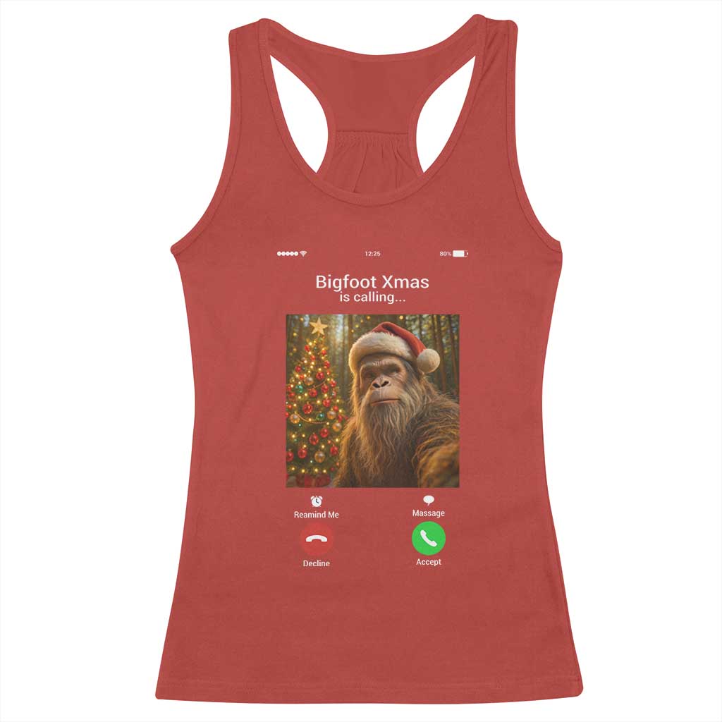 Funny Bigfoot Christmas Racerback Tank Top Sasquatch Video Call Meme - Wonder Print Shop