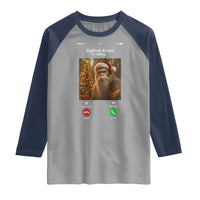 Funny Bigfoot Christmas Raglan Shirt Sasquatch Video Call Meme - Wonder Print Shop