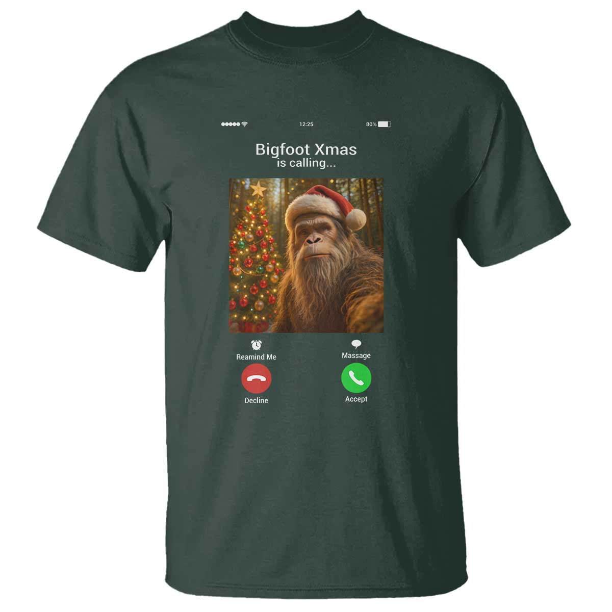 Funny Bigfoot Christmas T Shirt Sasquatch Video Call Meme - Wonder Print Shop