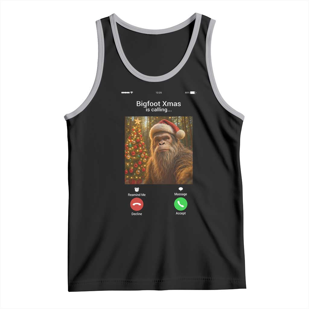 Funny Bigfoot Christmas Tank Top Sasquatch Video Call Meme - Wonder Print Shop