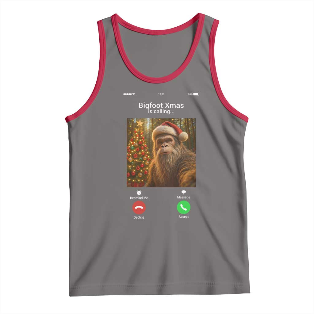 Funny Bigfoot Christmas Tank Top Sasquatch Video Call Meme - Wonder Print Shop