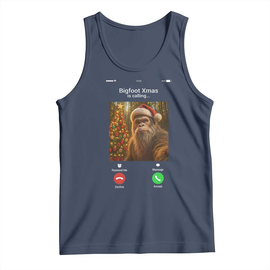 Funny Bigfoot Christmas Tank Top Sasquatch Video Call Meme - Wonder Print Shop