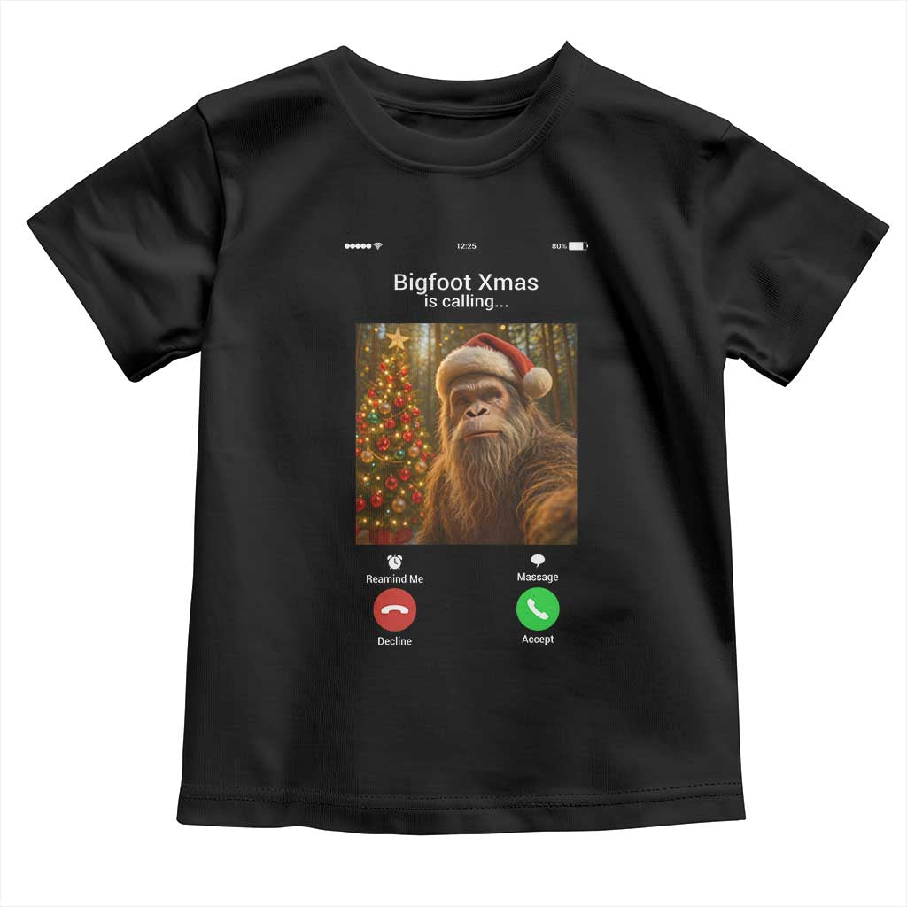 Funny Bigfoot Christmas Toddler T Shirt Sasquatch Video Call Meme - Wonder Print Shop