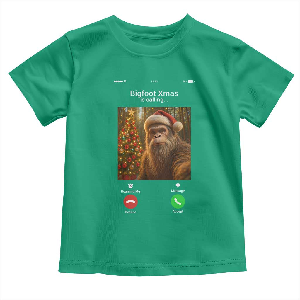 Funny Bigfoot Christmas Toddler T Shirt Sasquatch Video Call Meme - Wonder Print Shop