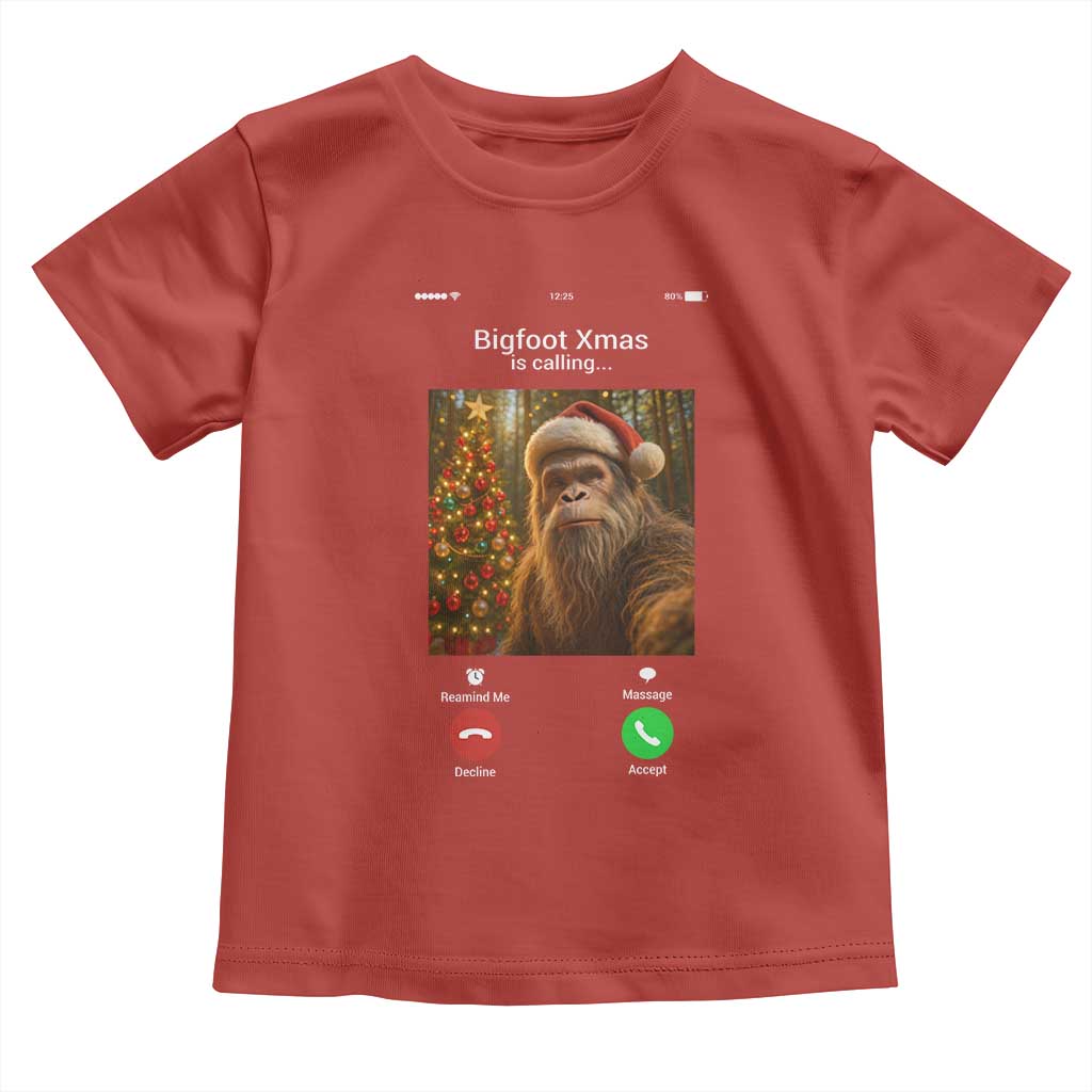Funny Bigfoot Christmas Toddler T Shirt Sasquatch Video Call Meme - Wonder Print Shop