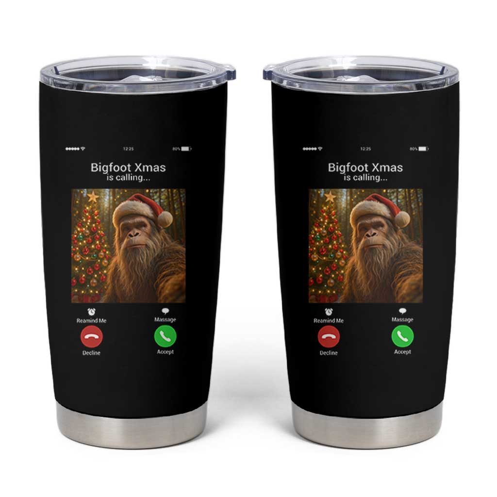 Funny Bigfoot Christmas Tumbler Cup Sasquatch Video Call Meme - Wonder Print Shop