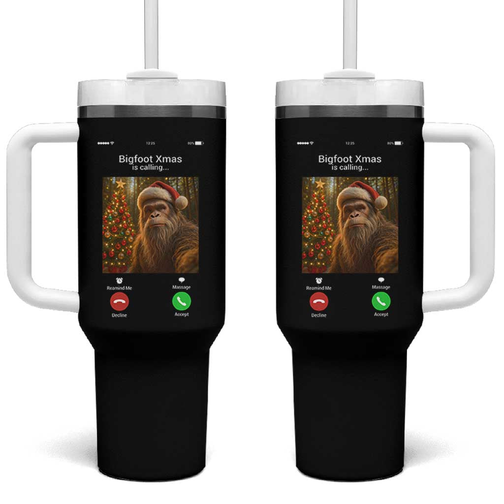 Funny Bigfoot Christmas Tumbler With Handle Sasquatch Video Call Meme - Wonder Print Shop