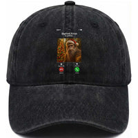 Funny Bigfoot Christmas Washed Cotton Baseball Cap Sasquatch Video Call Meme
