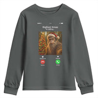 Funny Bigfoot Christmas Youth Sweatshirt Sasquatch Video Call Meme - Wonder Print Shop