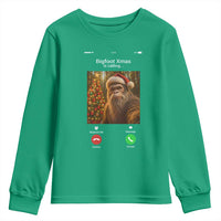 Funny Bigfoot Christmas Youth Sweatshirt Sasquatch Video Call Meme - Wonder Print Shop