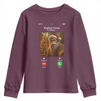 Funny Bigfoot Christmas Youth Sweatshirt Sasquatch Video Call Meme - Wonder Print Shop