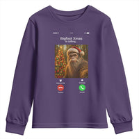 Funny Bigfoot Christmas Youth Sweatshirt Sasquatch Video Call Meme - Wonder Print Shop
