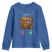 Funny Bigfoot Christmas Youth Sweatshirt Sasquatch Video Call Meme - Wonder Print Shop