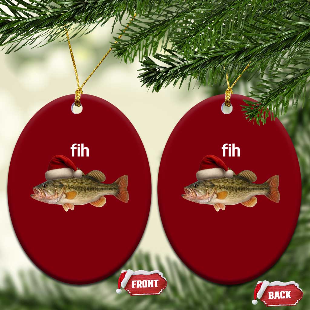 Funny Misspelled Fish Xmas Meme Ceramic Ornament - Wonder Print Shop