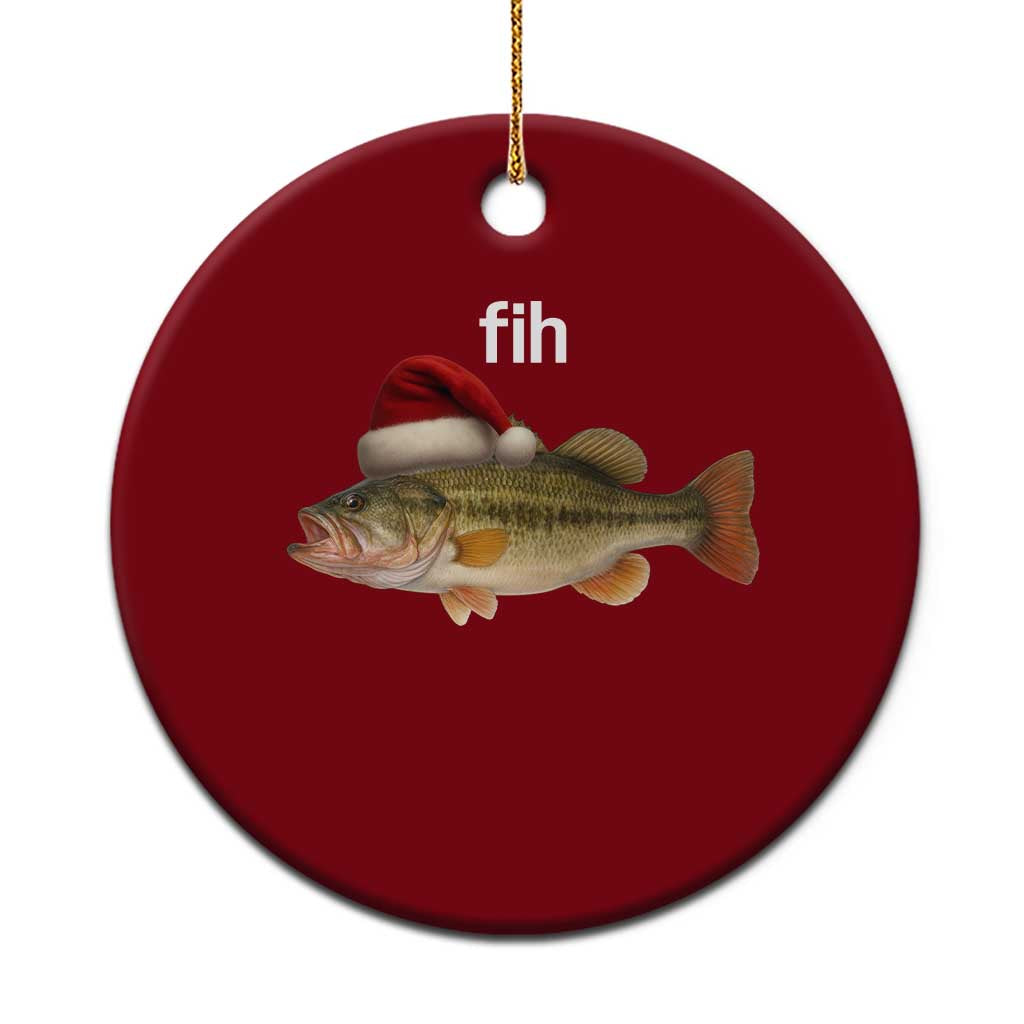 Funny Misspelled Fish Xmas Meme Ceramic Ornament - Wonder Print Shop