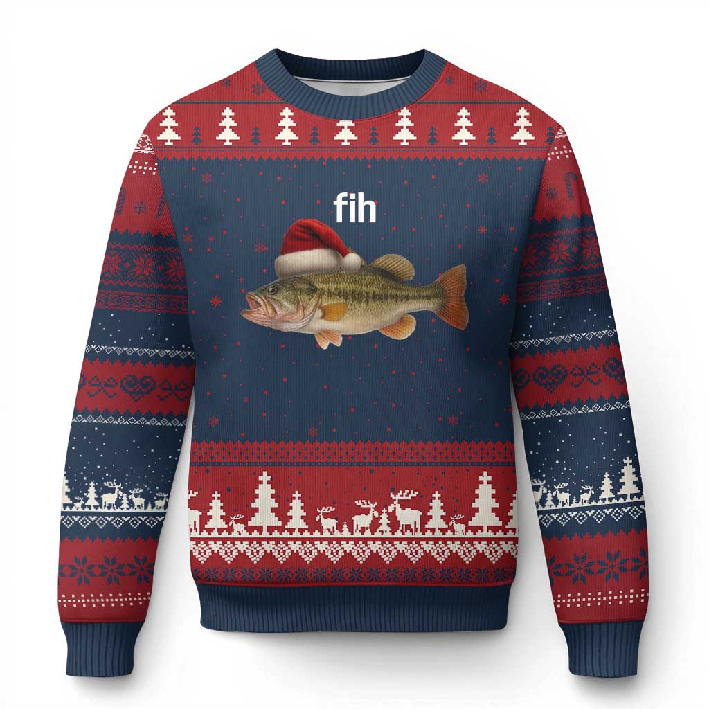 Funny Misspelled FishXmas Meme Ugly Christmas Sweater - Wonder Print Shop