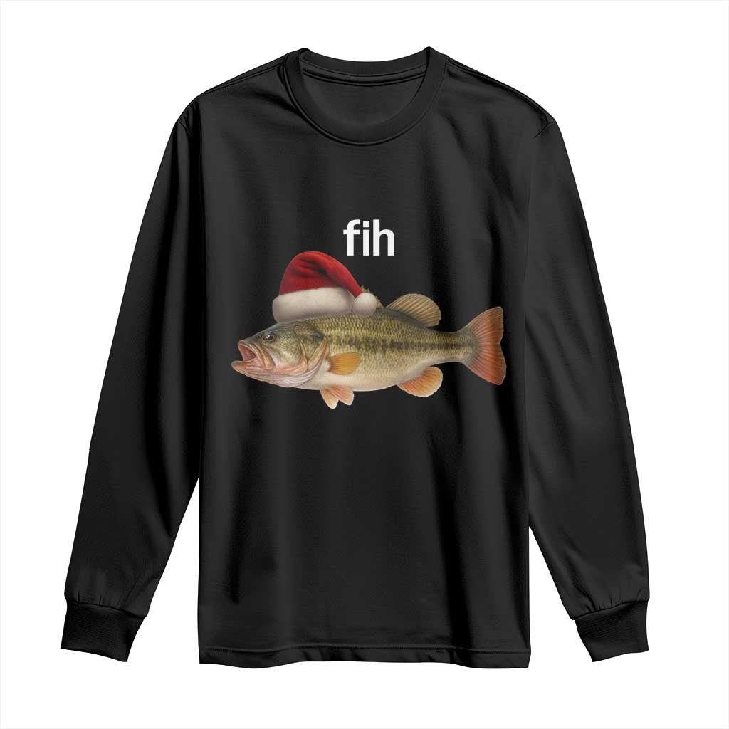 Funny Misspelled Fish Christmas Meme Long Sleeve Shirt - Wonder Print Shop