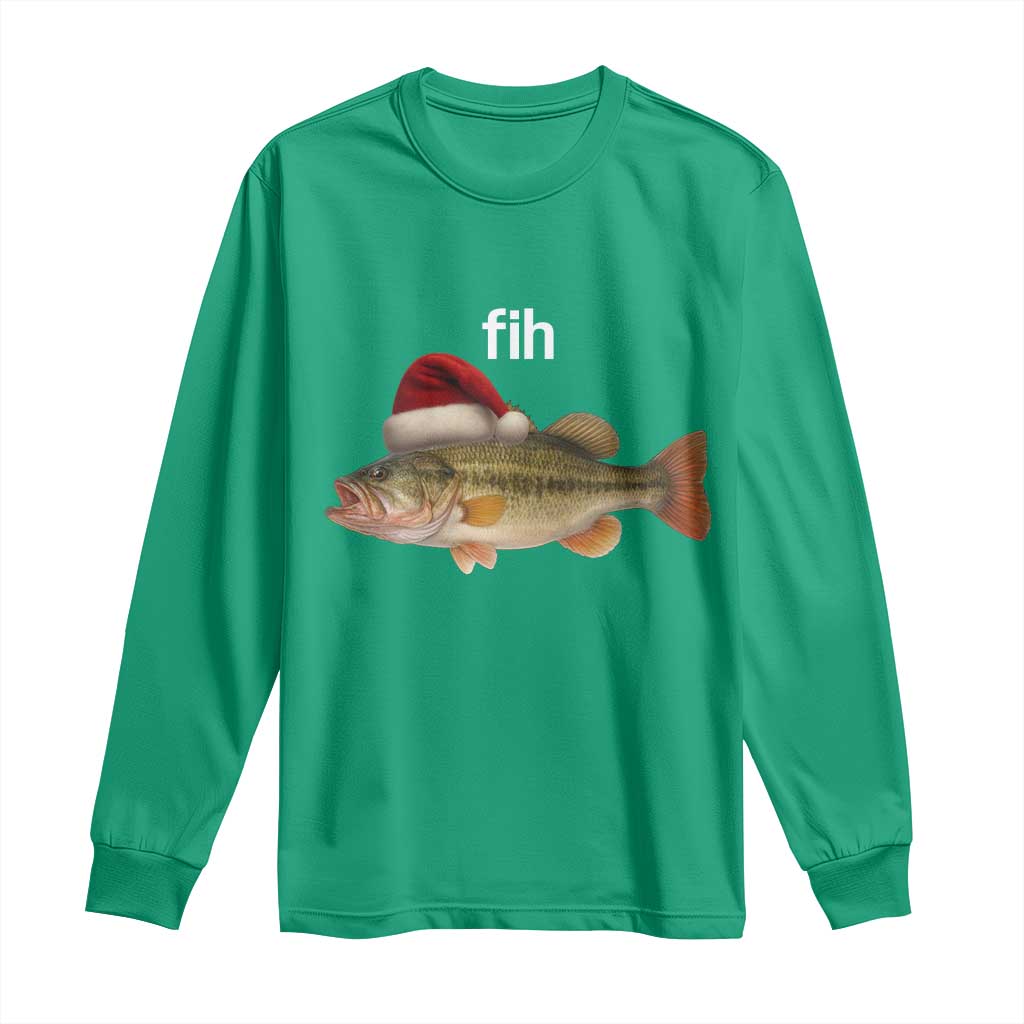 Funny Misspelled Fish Christmas Meme Long Sleeve Shirt - Wonder Print Shop