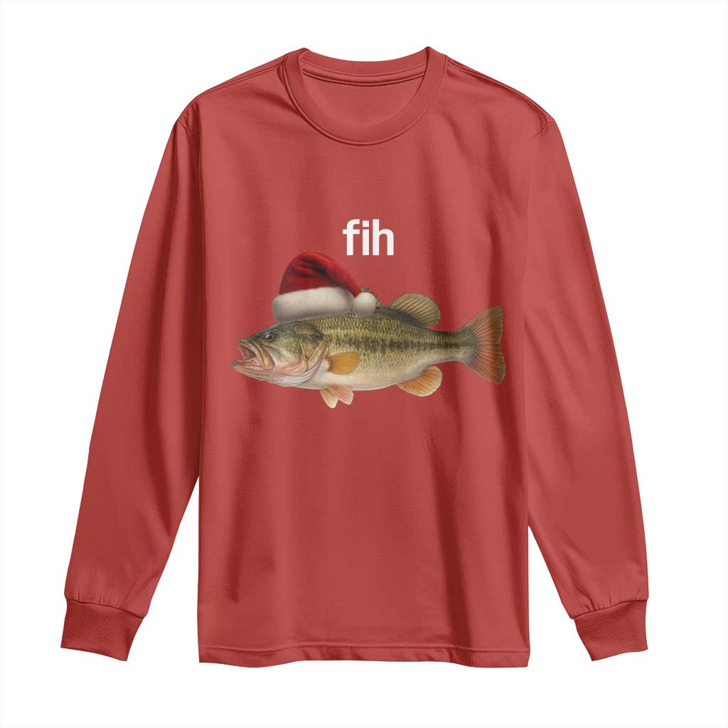 Funny Misspelled Fish Christmas Meme Long Sleeve Shirt - Wonder Print Shop