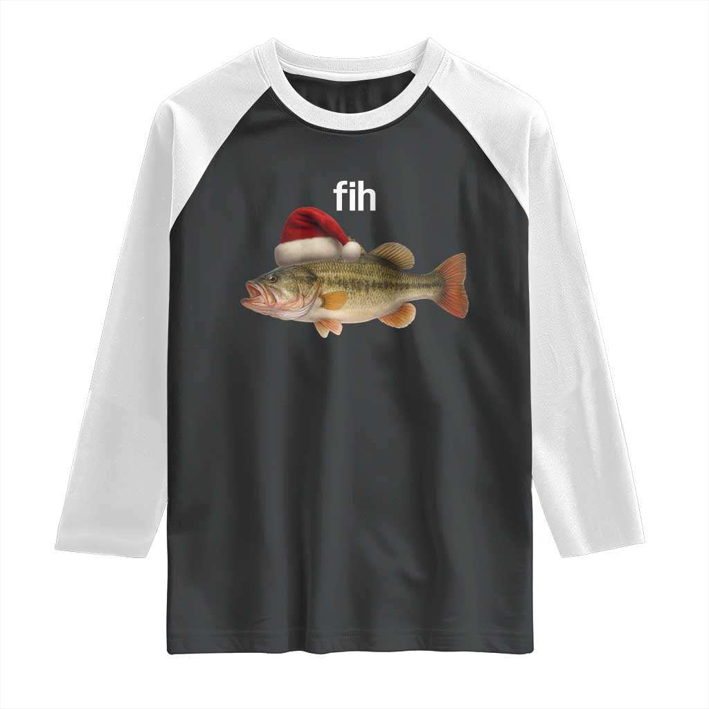 Funny Misspelled Fish Christmas Meme Raglan Shirt - Wonder Print Shop