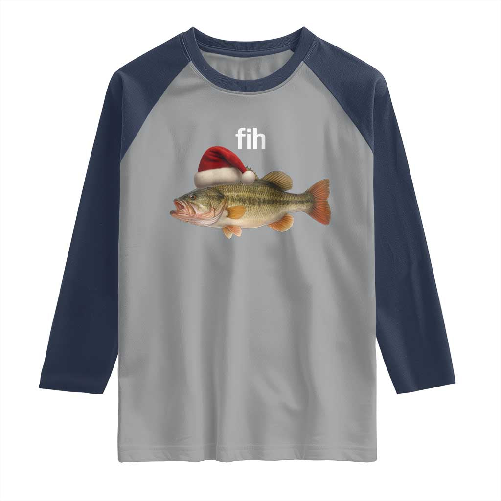 Funny Misspelled Fish Christmas Meme Raglan Shirt - Wonder Print Shop