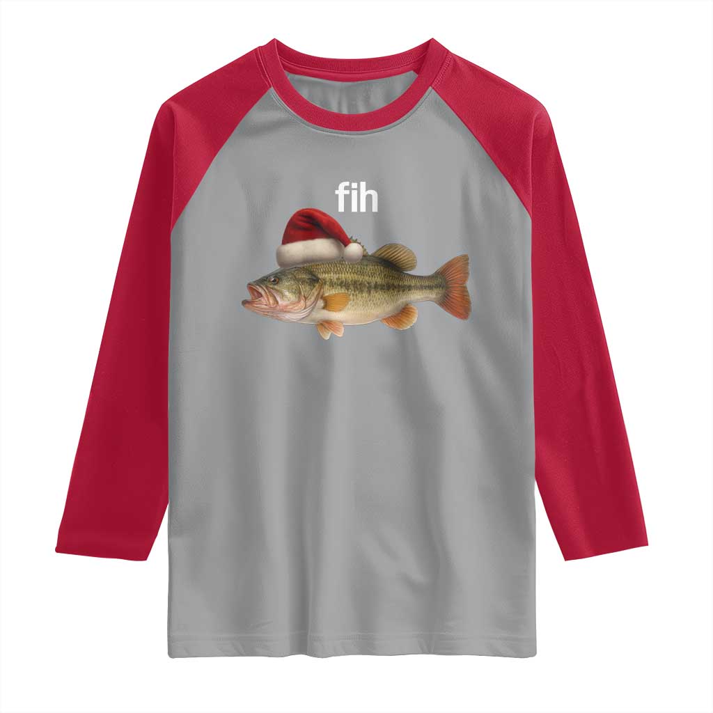 Funny Misspelled Fish Christmas Meme Raglan Shirt - Wonder Print Shop