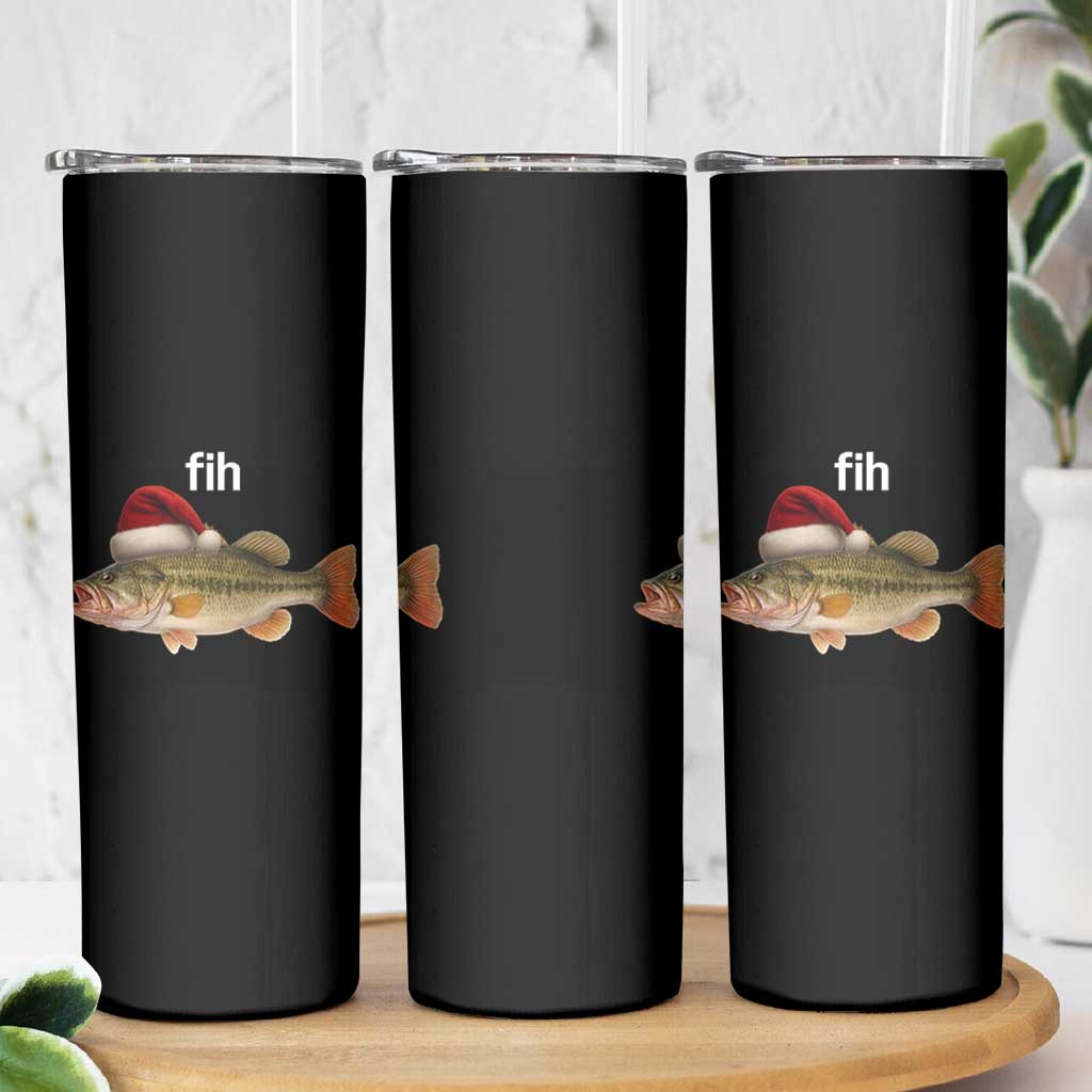 Funny Misspelled Fish Christmas Meme Skinny Tumbler - Wonder Print Shop