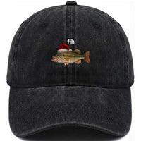 Funny Misspelled Fish Christmas Meme Washed Cotton Baseball Cap
