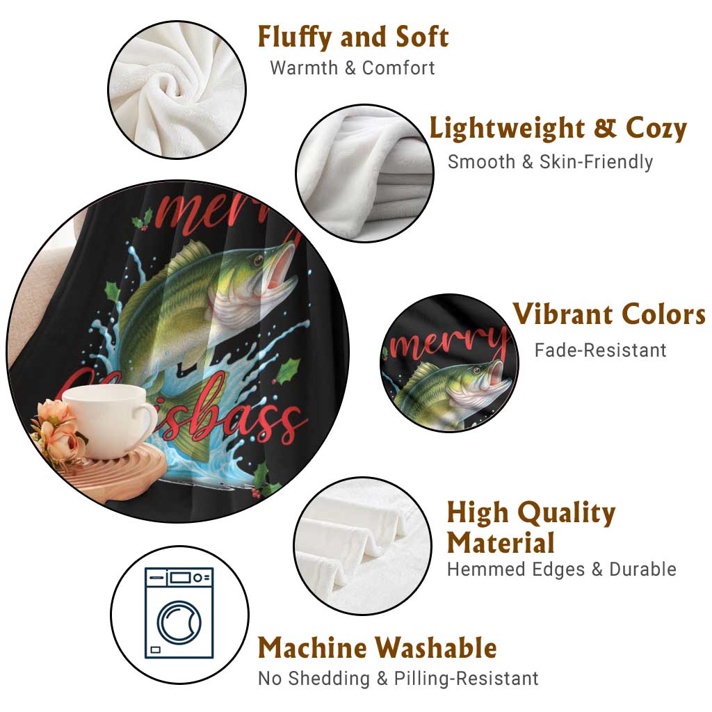 Bass Fish Christmas Throw Blanket Merry Chrisbass - Wonder Print Shop