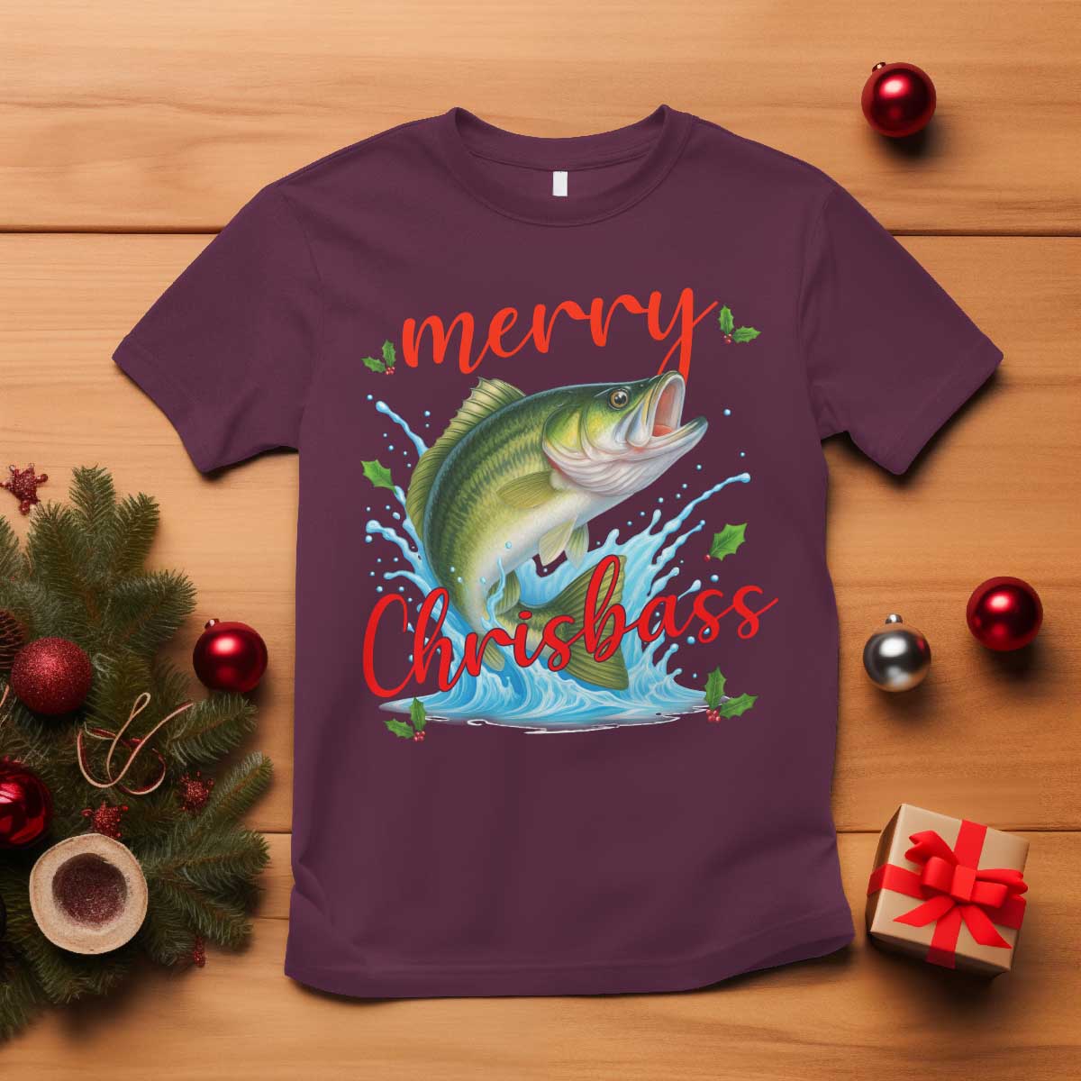 Bass Fish Christmas T Shirt Merry Chrisbass - Wonder Print Shop