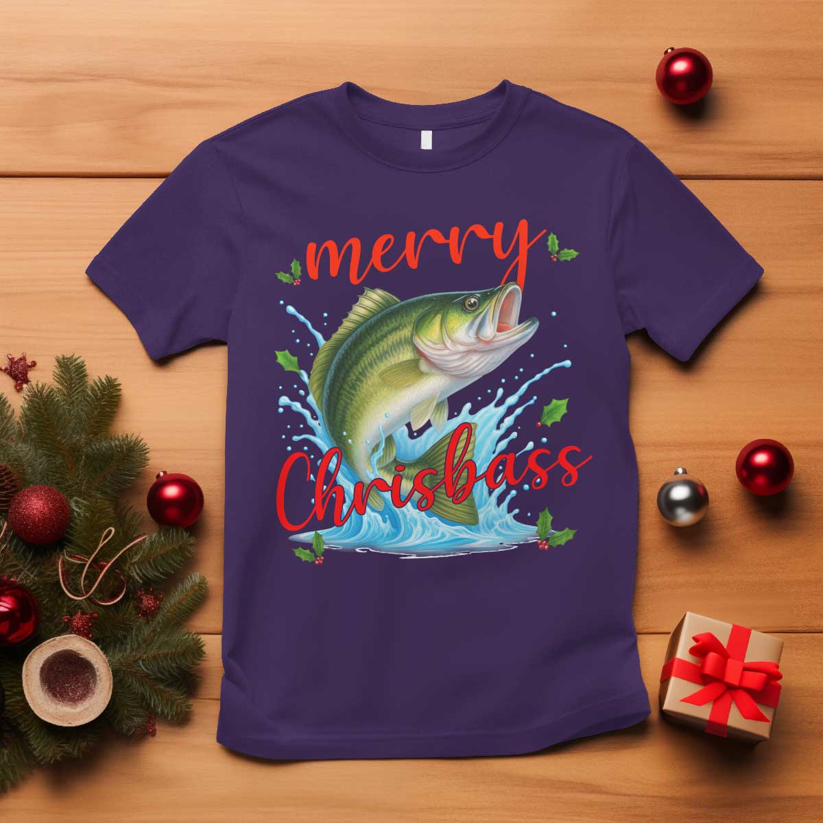 Bass Fish Christmas T Shirt Merry Chrisbass - Wonder Print Shop