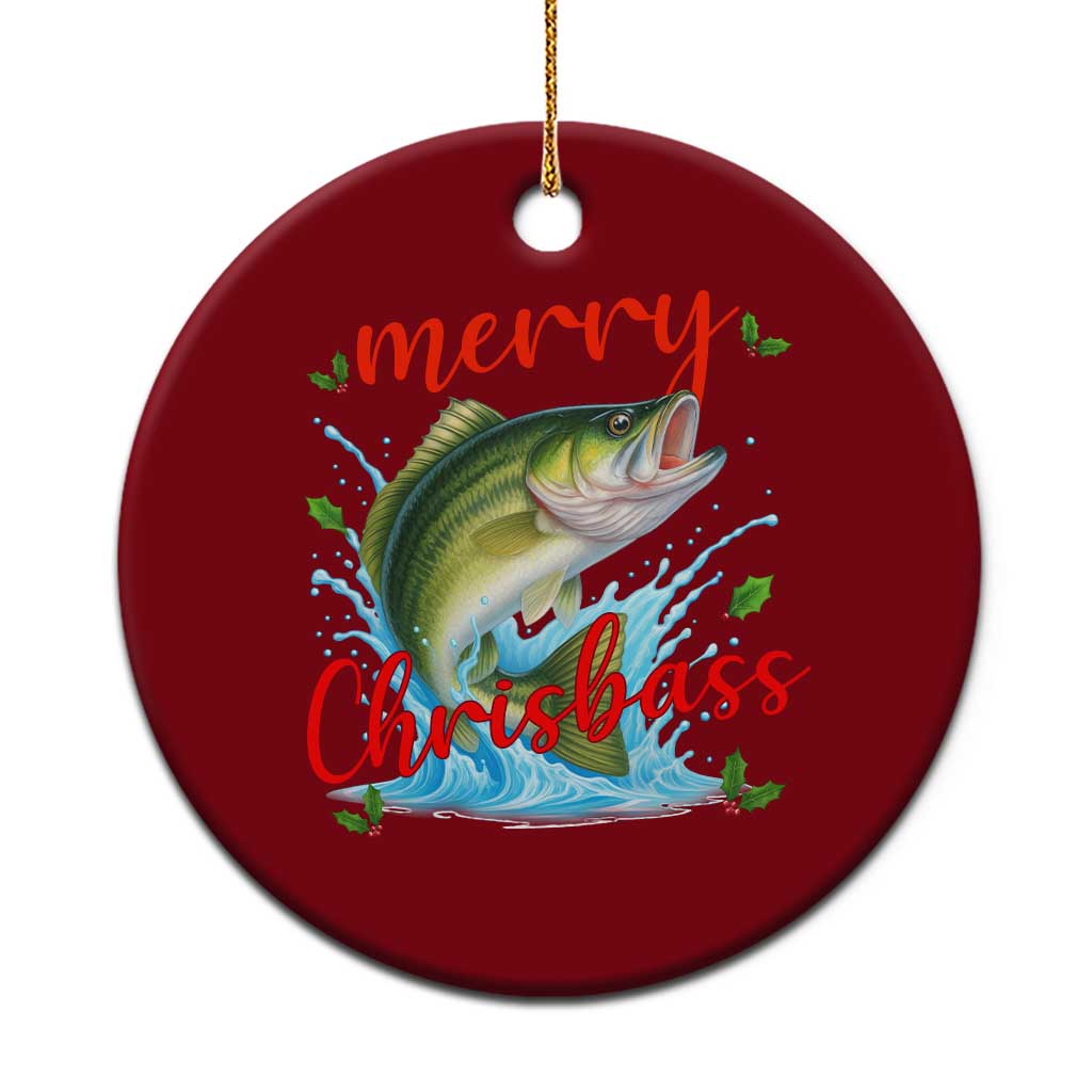 Bass Fish Xmas Ceramic Ornament Merry Chrisbass - Wonder Print Shop