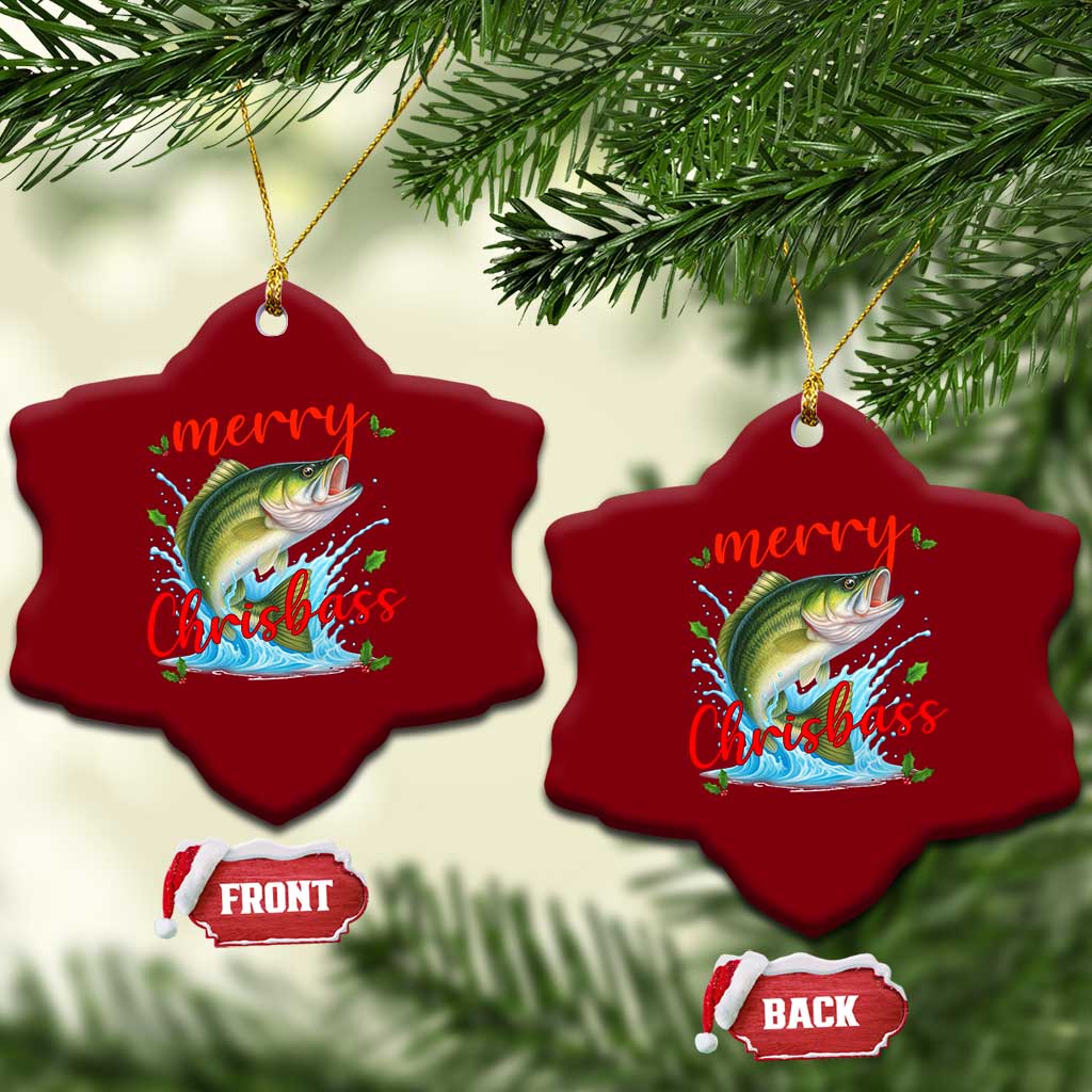 Bass Fish Xmas Ceramic Ornament Merry Chrisbass - Wonder Print Shop