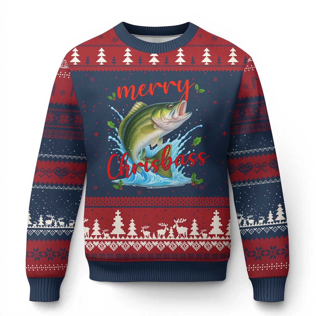 Bass Fish Xmas Ugly Christmas Sweater Merry Chrisbass - Wonder Print Shop