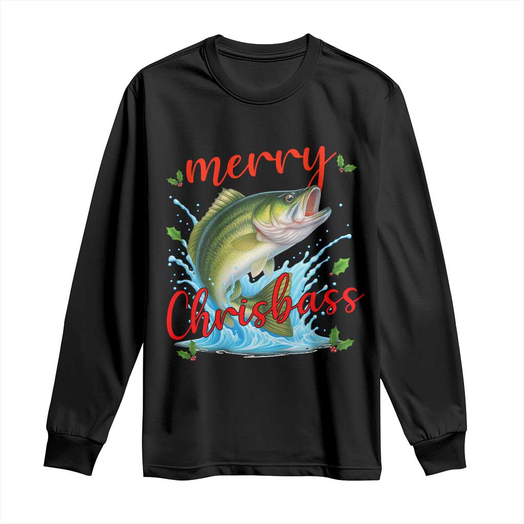 Bass Fish Christmas Long Sleeve Shirt Merry Chrisbass - Wonder Print Shop