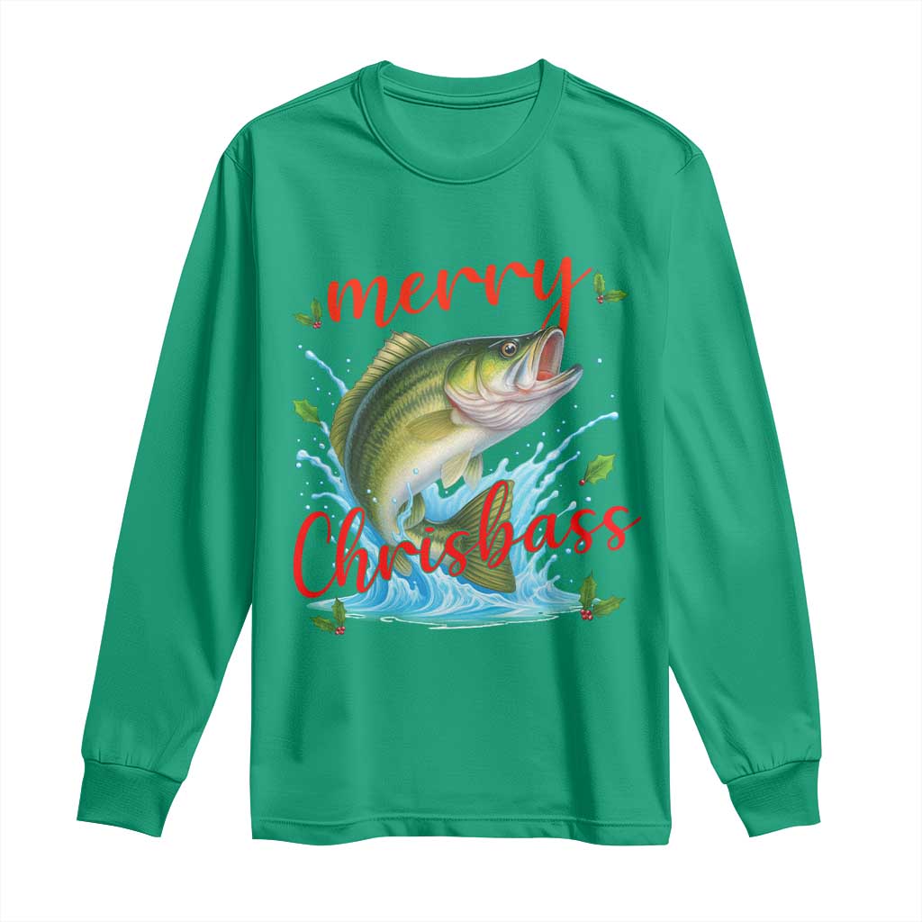 Bass Fish Christmas Long Sleeve Shirt Merry Chrisbass - Wonder Print Shop
