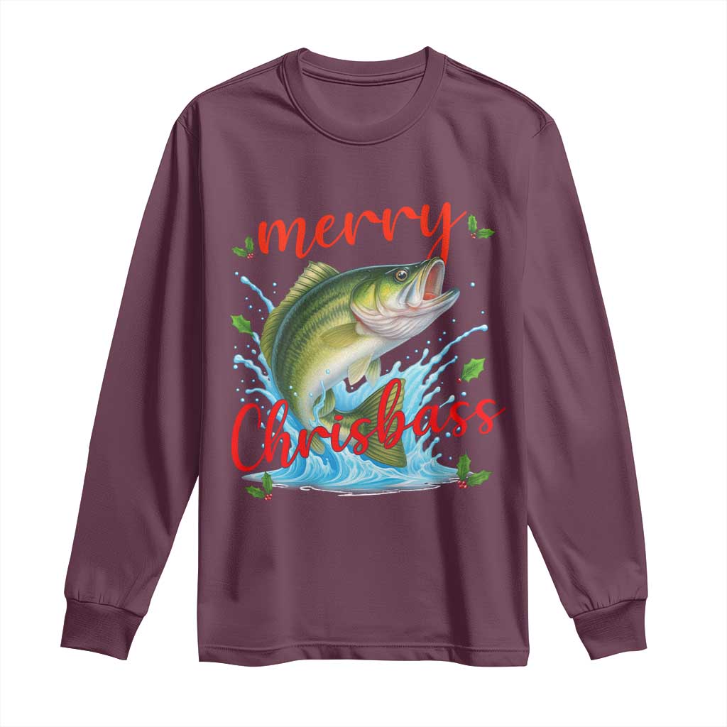 Bass Fish Christmas Long Sleeve Shirt Merry Chrisbass - Wonder Print Shop