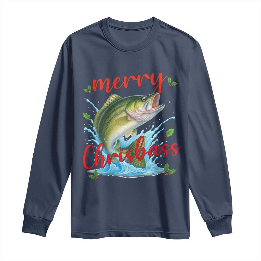Bass Fish Christmas Long Sleeve Shirt Merry Chrisbass - Wonder Print Shop