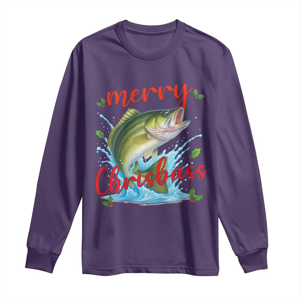 Bass Fish Christmas Long Sleeve Shirt Merry Chrisbass - Wonder Print Shop