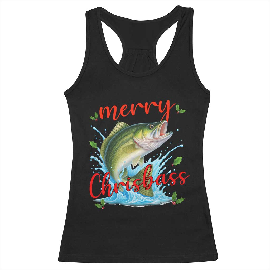 Bass Fish Christmas Racerback Tank Top Merry Chrisbass - Wonder Print Shop