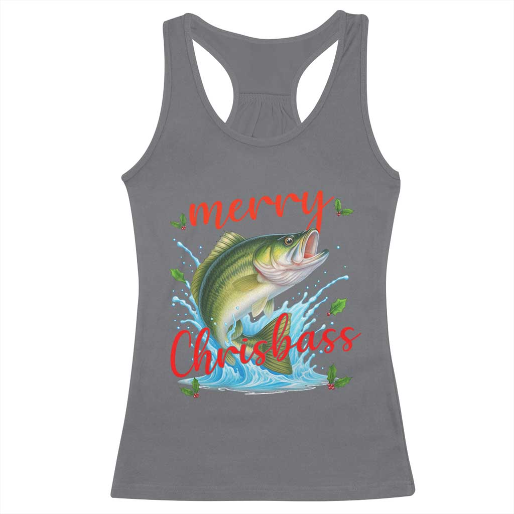 Bass Fish Christmas Racerback Tank Top Merry Chrisbass - Wonder Print Shop