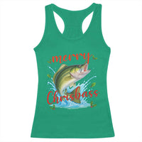 Bass Fish Christmas Racerback Tank Top Merry Chrisbass - Wonder Print Shop