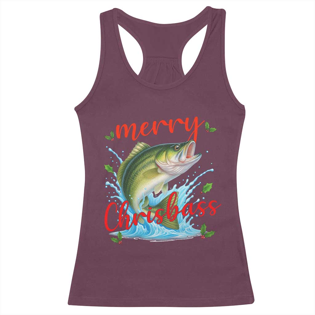 Bass Fish Christmas Racerback Tank Top Merry Chrisbass - Wonder Print Shop