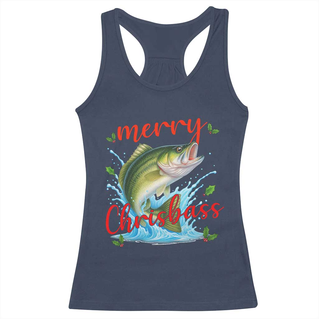 Bass Fish Christmas Racerback Tank Top Merry Chrisbass - Wonder Print Shop