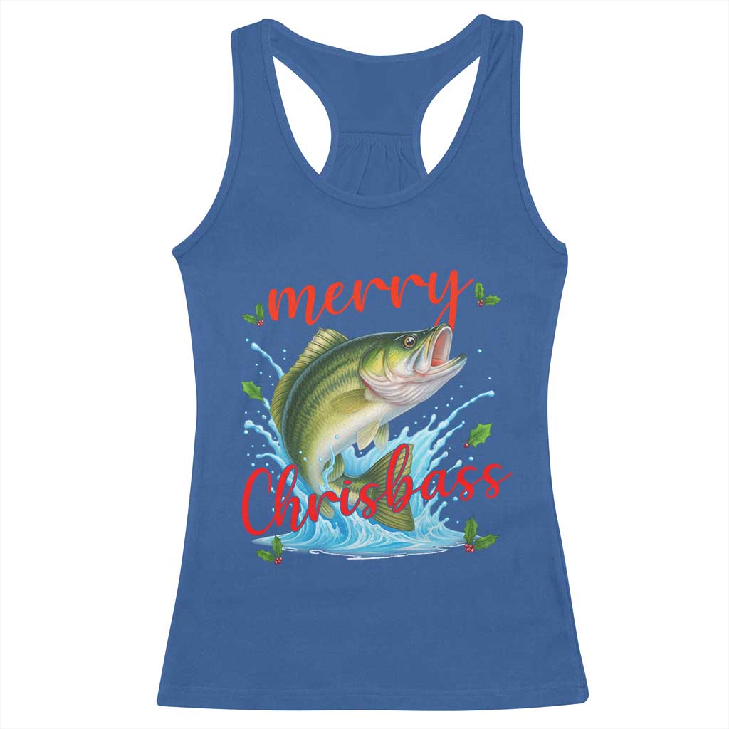 Bass Fish Christmas Racerback Tank Top Merry Chrisbass - Wonder Print Shop