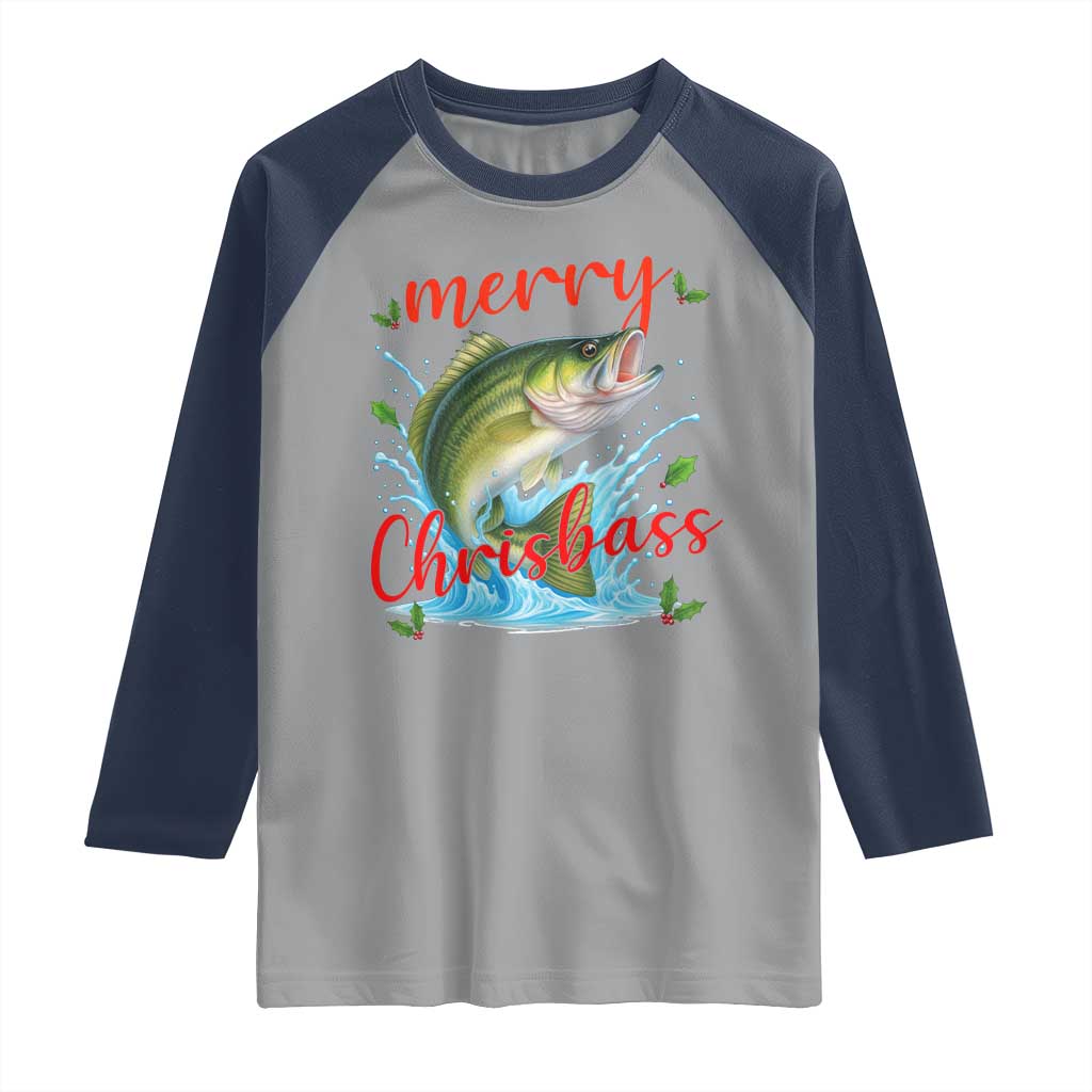 Bass Fish Christmas Raglan Shirt Merry Chrisbass - Wonder Print Shop